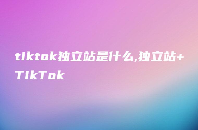 tiktok独立站是什么,独立站+TikTok