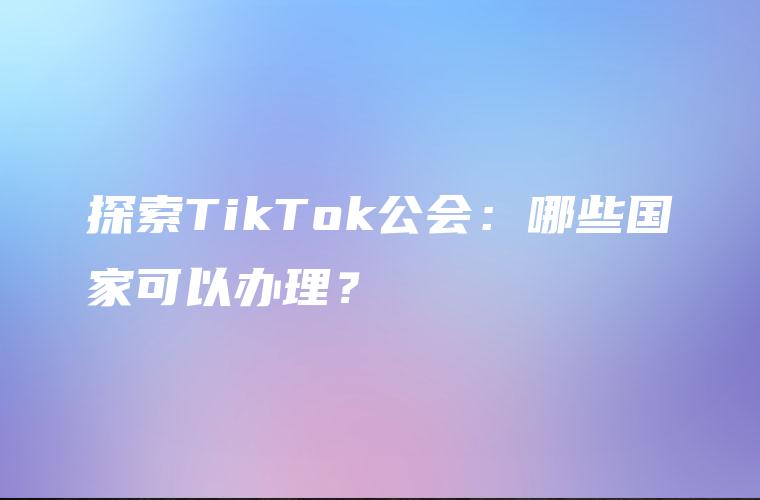 探索TikTok公会：哪些国家可以办理？