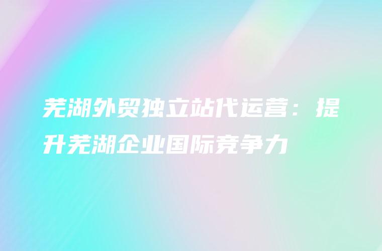 芜湖外贸独立站代运营：提升芜湖企业国际竞争力