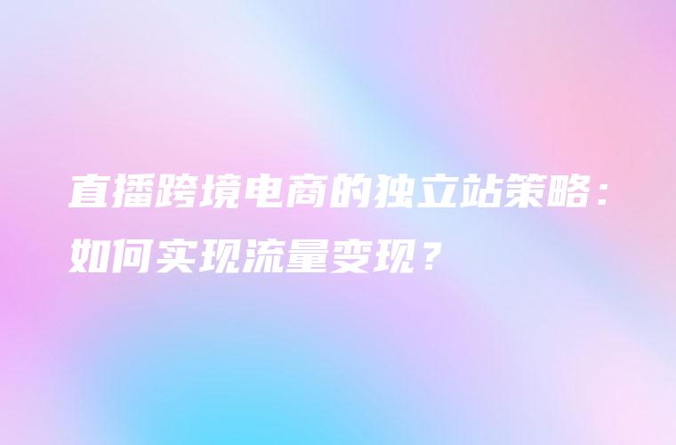 直播跨境电商的独立站策略：如何实现流量变现？