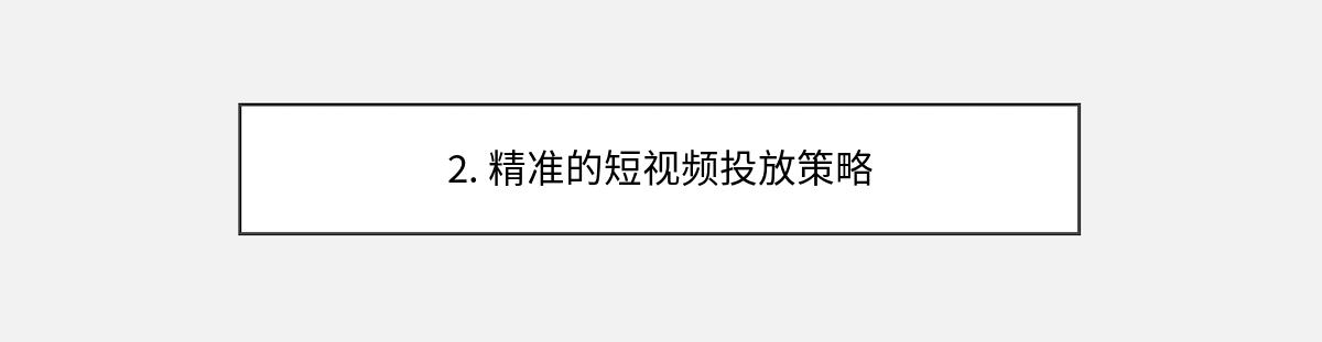 2. 精准的短视频投放策略