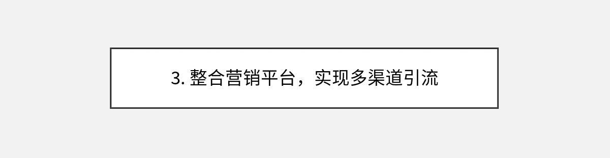 3. 整合营销平台，实现多渠道引流