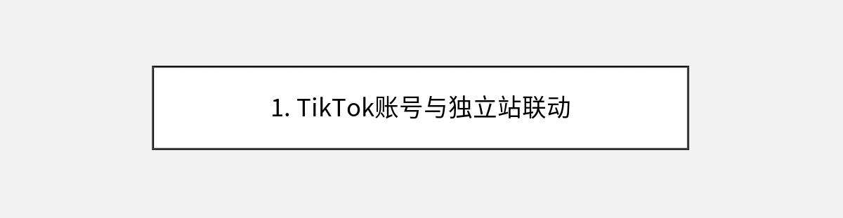 1. TikTok账号与独立站联动