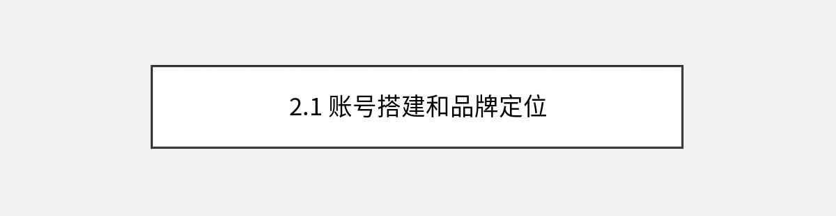 2.1 账号搭建和品牌定位